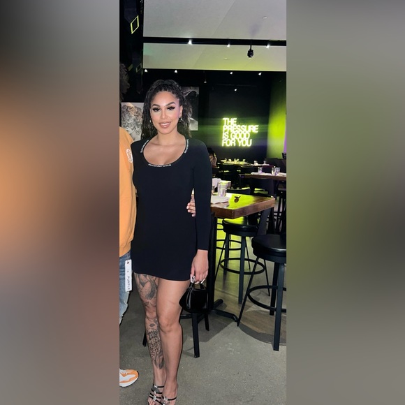 T By Alexander Wang Logo Jacquard Scoop Neck Dress - Picture 1 of 2